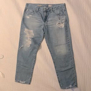 AG Adriano Goldschmied sz 32 Ex-Boyfriend Crop Jean slouchy torn ripped